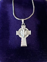 Load image into Gallery viewer, Vintage Signed CH Sterling Silver Religious Holy Ghost Dove Cross Pendant Necklace 17.9”
