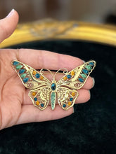 Load image into Gallery viewer, Vintage 1960s Midcentury Unsigned ALICE CAVINESS Sterling Silver Germany Gold Vermeil &amp; Enamel Butterfly Brooch
