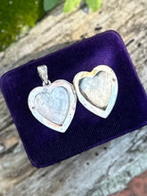 Load image into Gallery viewer, Vintage Sterling Silver Hand Engraved Scroll Etched Heart Locket Pendant Double Photo
