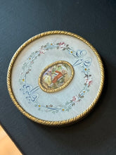 Load image into Gallery viewer, Vintage Midcentury Floral Painted Courting Couple Vanity Box Mirror Lid ONLY 4.5”
