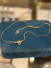 Load image into Gallery viewer, Vintage Y2K Signed Christian Dior CD Gold Tone CZ Heart Necklace
