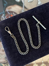 Load image into Gallery viewer, Vintage Art Deco Silver Tone Watch Chain Watch Fob Dog Clip Clasp and Toggle 11.6”
