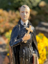 Load image into Gallery viewer, 1930s Chalkware Statue of Saint Gerard Majella with Demon Vintage Patron Saint Expectant Mothers Pregnant Women
