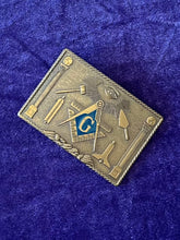 Load image into Gallery viewer, Vintage Signed KLITZNER USA Masonic Freemason Solid Brass Belt Buckle
