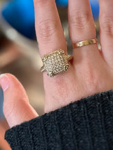 Load image into Gallery viewer, JUDITH RIPKA Gold over Sterling Silver CZ Cluster Square Ring 10.25
