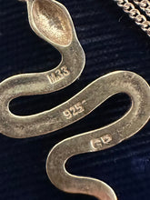 Load image into Gallery viewer, Vintage Sterling Silver Coiled Slithering Snake Serpent Pendant Necklace 17.75”
