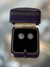 Load image into Gallery viewer, Sterling Silver &amp; Genuine 1/10ct Diamond Flower Stud Earrings
