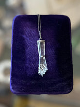 Load image into Gallery viewer, Vintage 800 Silver Clear Quartz Figa Fist Mano Fica Pendant on Sterling Silver Chain Necklace 16.9”
