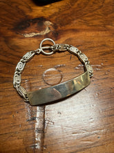 Load image into Gallery viewer, BRENDA SCHOENFELD Sterling Silver ID Bracelet Snail Chain Toggle Mexico &#39;90s Men
