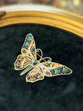 Load image into Gallery viewer, Vintage 1960s Midcentury Unsigned ALICE CAVINESS Sterling Silver Germany Gold Vermeil &amp; Enamel Butterfly Brooch
