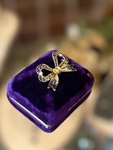 Load image into Gallery viewer, Vintage 800 Silver Intricate Filigree Gold Vermeil Bow Brooch Pin
