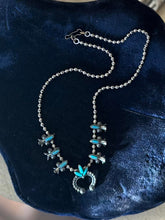 Load image into Gallery viewer, Vintage 1950s SANCREST Native American Style Faux Turquoise Silver Tone Necklace
