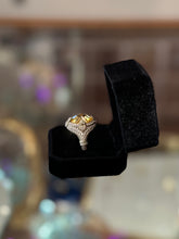 Load image into Gallery viewer, JUDITH RIPKA Gold over Sterling Silver Cushion Cut Citrine CZ Halo Ring 10.5 16gr
