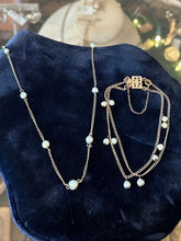 Load image into Gallery viewer, Vintage Circa 1940s Hallmarked HERTZBERG 1/20 14K GF Gold Filled &amp; Pearl Dainty Necklace or Bracelet Midcentury
