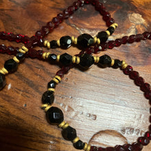 Load image into Gallery viewer, Vintage Genuine Red Garnet Beaded Gold Tone Long 50&quot; Necklace 1990s Faceted Bead
