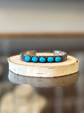 Load image into Gallery viewer, Vintage Traditional Navajo Native American Sterling Silver 5-Stone Sleeping Beauty Turquoise Cuff Bracelet
