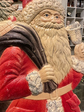 Load image into Gallery viewer, Vintage 1940s German Christmas Embossed Die Cut Cardboard Santa Claus Standup Decoration | Made in Germany
