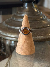 Load image into Gallery viewer, Vintage Sterling Silver Genuine Baltic Amber Oval Cabochon Ring US Size 6 1/2
