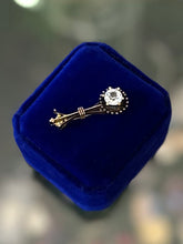 Load image into Gallery viewer, Vintage 1930s 1940s Art Deco Gold Filled &amp; Faceted Glass Rhinestone Halley’s Coment Brooch Pin
