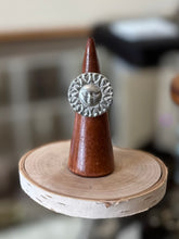 Load image into Gallery viewer, Vintage Signed BEN AMUN by Isaac Manevitz Silver Tone Sun Face Statement Ring US Size 6 1/2
