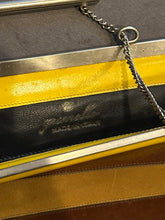 Load image into Gallery viewer, Vintage 1990s Granello Italy Yellow &amp; Brown Striped Modernist Purse Silver Tone Bar Chain Handle

