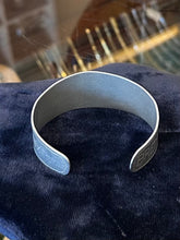 Load image into Gallery viewer, Vintage WWII Era 1940s US Military Trench Art Handmade Aluminum Sweetheart Cuff Bracelet Bremerhaven Germany “My Darling”
