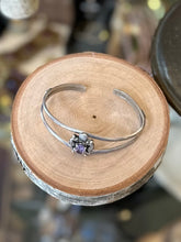 Load image into Gallery viewer, Vintage 1990s Signed CAROL FELLEY Sterling Silver &amp; Genuine Amethyst Southwestern Seashell Seahorse Cuff Bracelet
