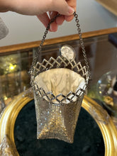 Load image into Gallery viewer, Vintage 1930s Art Deco Whiting &amp; Davis Co. Silver Mesh Collapsible Gate Beggars Evening Bag Flapper Eveningwear
