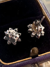 Load image into Gallery viewer, Sterling Silver &amp; Genuine 1/10ct Diamond Flower Stud Earrings
