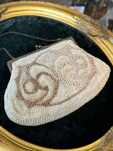 Load image into Gallery viewer, Vintage Circa 1930s 1940s French White Beige &amp; Off White Seed Beaded Purse Evening Bag Made in France
