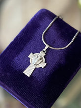Load image into Gallery viewer, Vintage Signed CH Sterling Silver Religious Holy Ghost Dove Cross Pendant Necklace 17.9”
