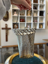 Load image into Gallery viewer, Vintage 1930s Art Deco Whiting &amp; Davis Co. Silver Mesh Collapsible Gate Beggars Evening Bag Flapper Eveningwear
