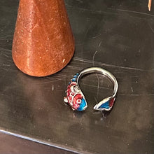 Load image into Gallery viewer, Adjustable Silver Tone &amp; Enamel Koi Fish Ring
