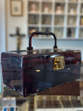 Load image into Gallery viewer, Vintage Tortoise Shell Lucite Box Purse Handbag with Single Handle &amp; Brass Hardware
