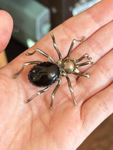 Load image into Gallery viewer, Vintage Navajo Native American Signed E. SPENCER Sterling Silver Black Onyx Spider Brooch
