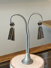 Load image into Gallery viewer, Vintage Artisan Modernist Geometric Two Tone Sterling Silver Dangle Drop Earrings
