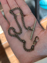 Load image into Gallery viewer, Vintage Art Deco Silver Tone Watch Chain Watch Fob Dog Clip Clasp and Toggle 11.6”
