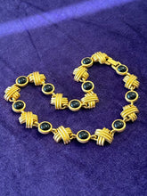 Load image into Gallery viewer, Vintage 1980s Matte Gold Tone &amp; Black Geometric Link Necklace USA 17”
