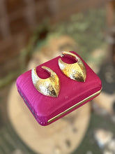 Load image into Gallery viewer, Vintage 1980s Signed GIVENCHY Gold Tone Hammered Abstract Modernist Drop Pierced Earrings
