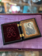 Load image into Gallery viewer, Antique Woman Daguerreotype Ambrotype Gutta Purcha Case Burgundy Velvet Photograph Portrait
