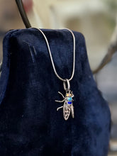 Load image into Gallery viewer, Vintage Italian 900 Silver &amp; Enamel Fly Insect Pendant on Sterling Silver 925 Snake Chain 18.75”

