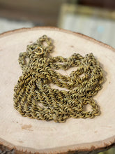 Load image into Gallery viewer, Vintage Textured Matte Gold Multi Link Long Signed Crown Trifari Necklace 54&quot;
