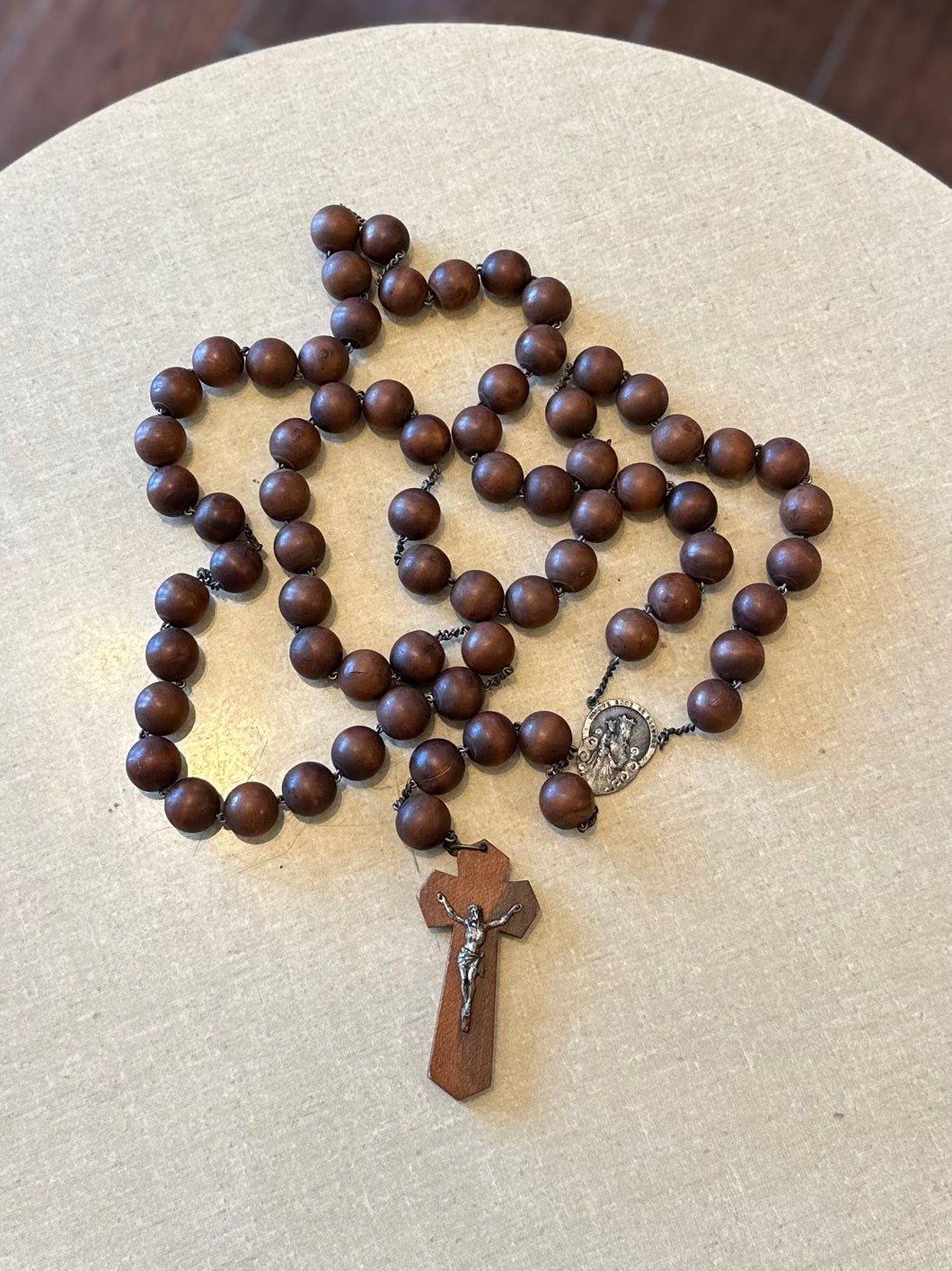 Vintage 1930s St Ann De Beaupre Large Wood Wall or Habit Rosary France Religious