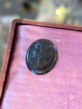 Load image into Gallery viewer, Antique Carved Whitby Jet Cameo Pin Victorian Mourning Brooch Facing Left
