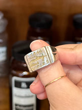 Load image into Gallery viewer, Vintage WWII Trench Art Ring Naples 1944 Mt Vesuvius Eruption Silver Signet | Size 11
