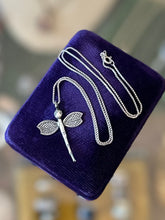 Load image into Gallery viewer, Vintage Sterling Silver Dragonfly Pendant Necklace Box Chain 20.25”
