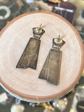 Load image into Gallery viewer, Vintage Artisan Modernist Geometric Two Tone Sterling Silver Dangle Drop Earrings
