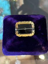 Load image into Gallery viewer, Antique 1920s 1930s Art Deco Gold Tone Black Glass &amp; Seed Pearl Mourning Pin Brooch
