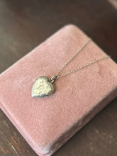 Load image into Gallery viewer, Vintage 925 Sterling Silver Floral Etched Heart Pendant Necklace 18.1”
