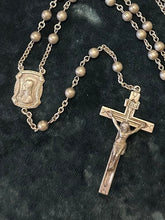 Load image into Gallery viewer, Vintage Art Deco 1940s Signed SWIFT &amp; FISHER All Sterling Silver Bead 21” Rosary Engraved F. Wuensch ‘48 Religious
